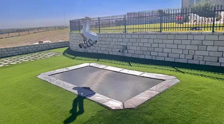In-ground trampoline installation Frisco TX by Medina Landscape