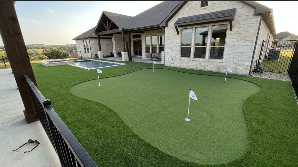 Backyard putting green installation in Southlake TX by Medina Landscape